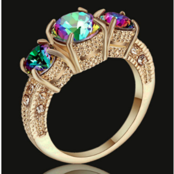 Jewelry - Rainbow Mystic Topaz Size 8 10k GF Ring Gold 10KT